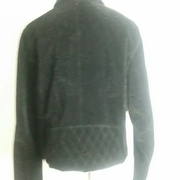 ROZ & ALI l Black Velvet Asymmetrical Zip Jacket - Picture 3 of 5